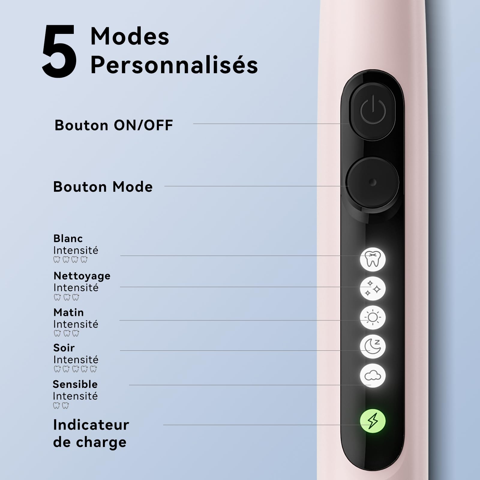 Seago Brosse à dents électrique rotative rechargeable, brosse à dent électrique avec étui voyage, 8 têtes pour familial, 5 modes, minuterie 2 min, étanche IPX7, SG2607, Rose