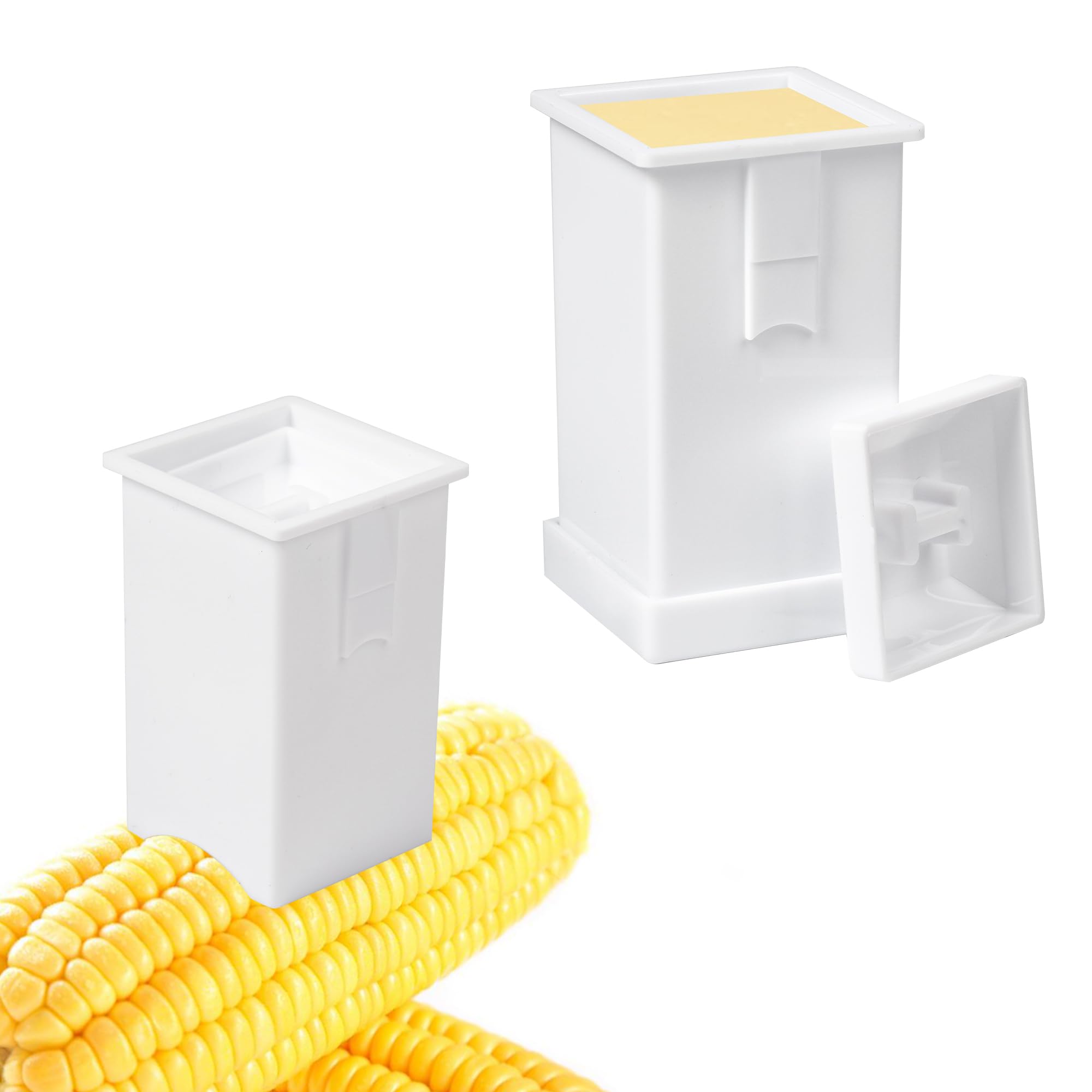 Gydandir 2 Pack Butter Spreader Corn Cob Butter Holder Plastic Butter Spreader with Built-in Covers Spreads Butter Dispenser on Pancakes, Waffles, Bagels and Toasts