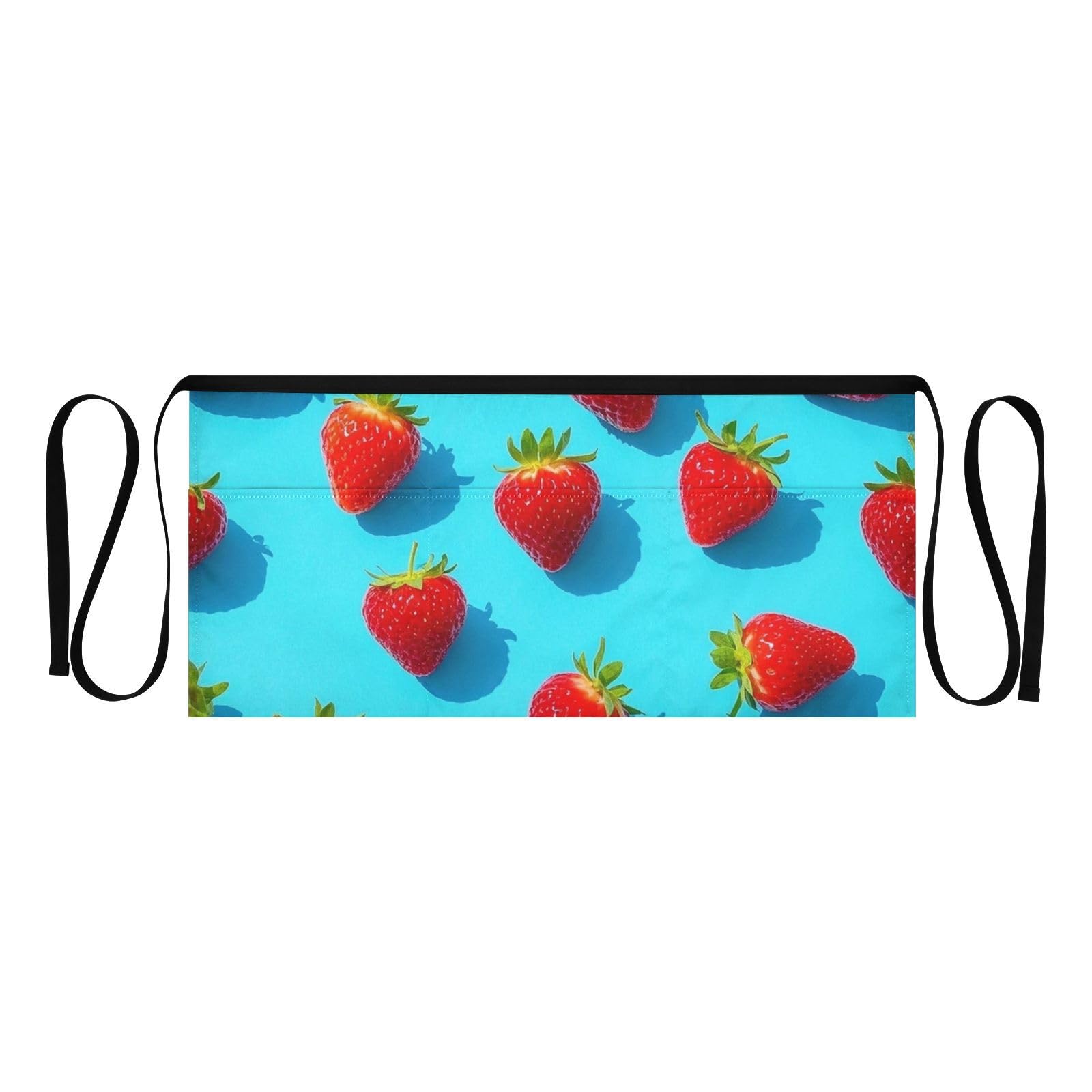FASHON&FASCIN Server Apron with Pockets Waist Aprons Half Waitress Apron Strawberry Print for Gardening Restaurant,Multi19