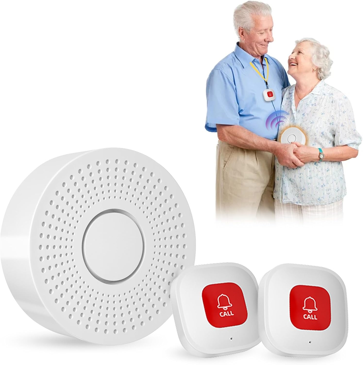Smart Emergency Button for Seniors, WiFi Caregiver Pager Waterproof