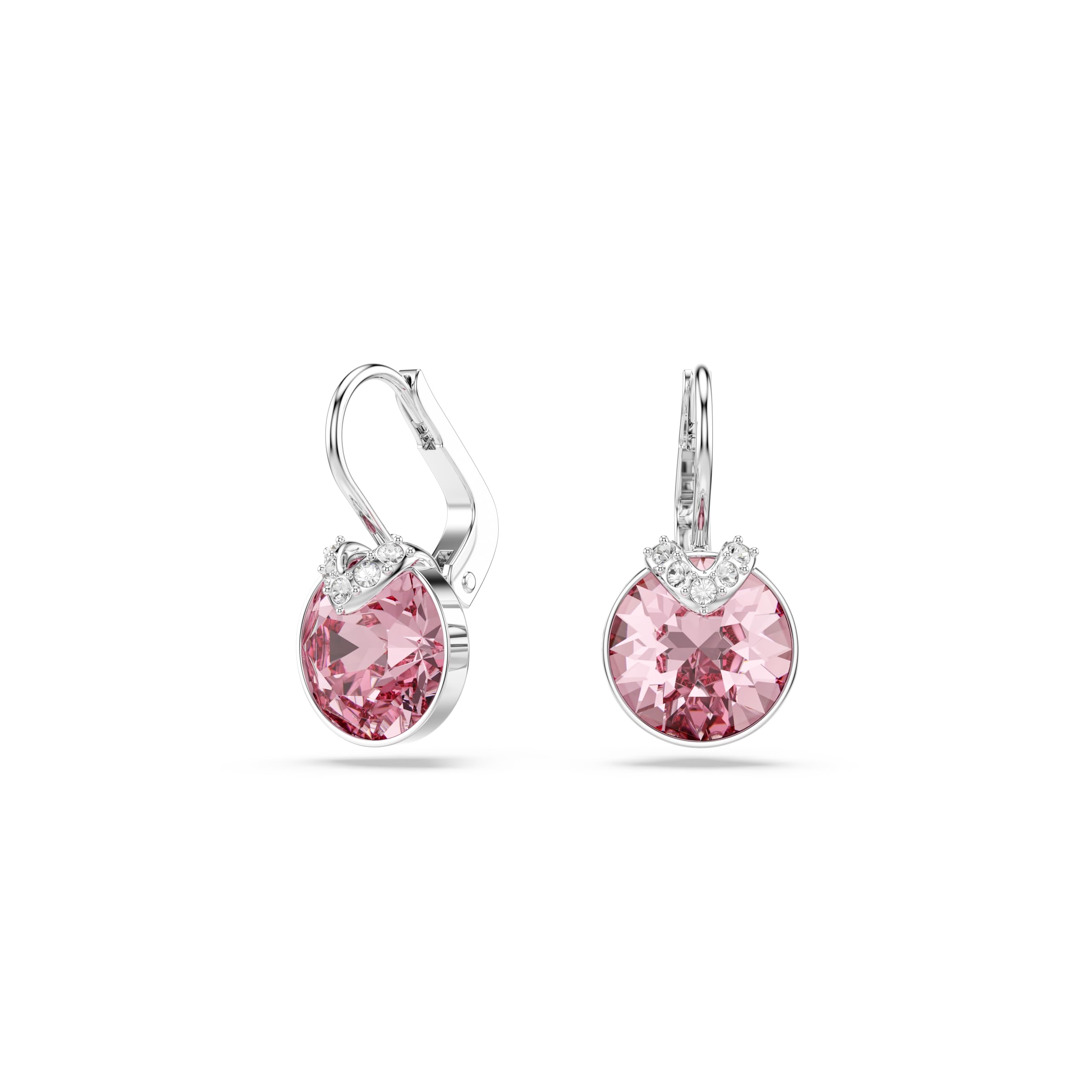 Swarovski Bella V Orecchini Pendenti, Gioielli con Cristalli Rosa Swarovski, Pietre Preziose a Taglio Round, Placcatura in Tonalità Rodio, 1,9 x 1 cm, peso (singolo orecchino) 1,7 g