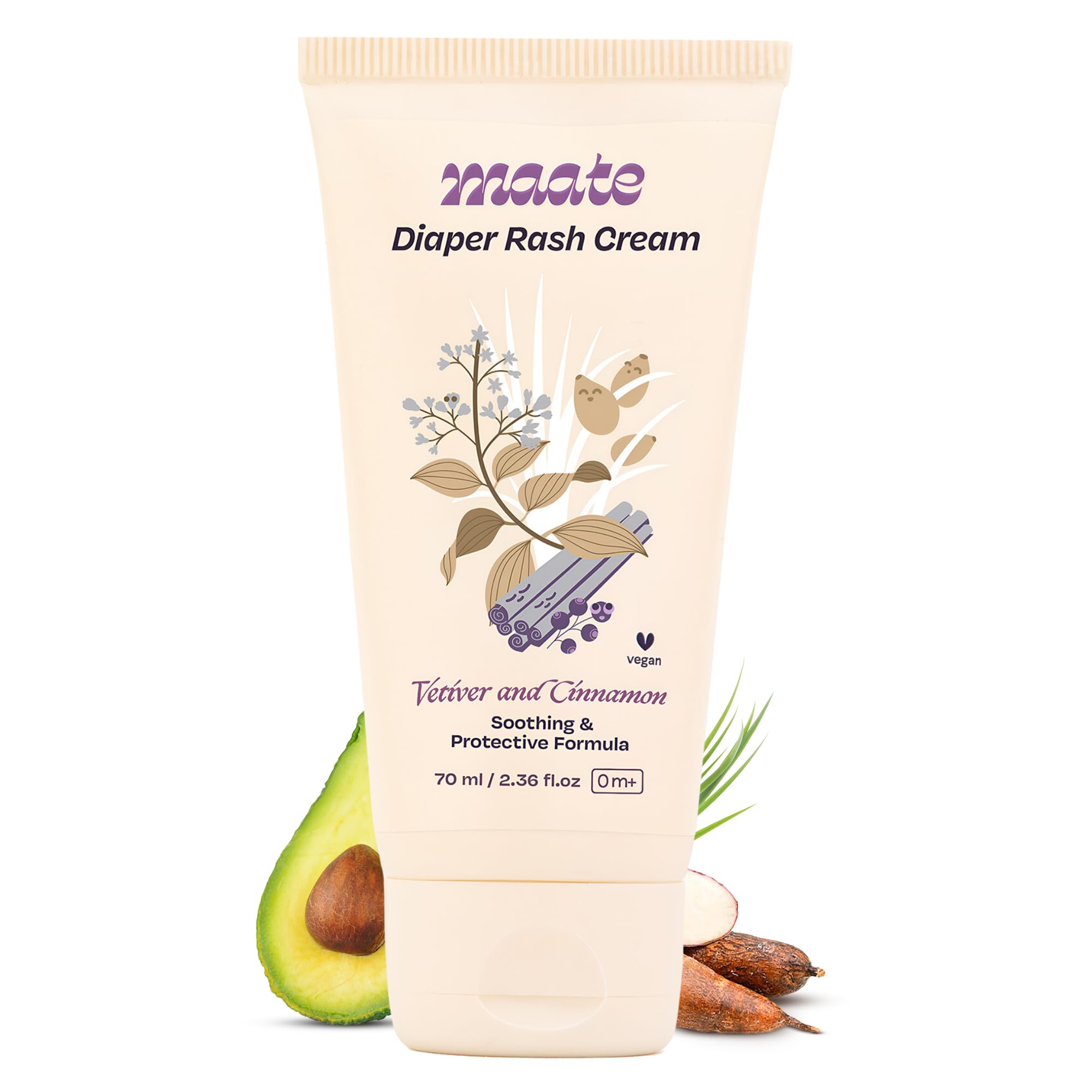 Maate Diaper Rash Cream for Baby 70ml | Enriched with Vetiver, Cinnamon, and Rosemary Oils | Treats & Heals Diaper Rashes & Infection | Diaper Cream for Baby | Pediatrician & Dermatologically Tested