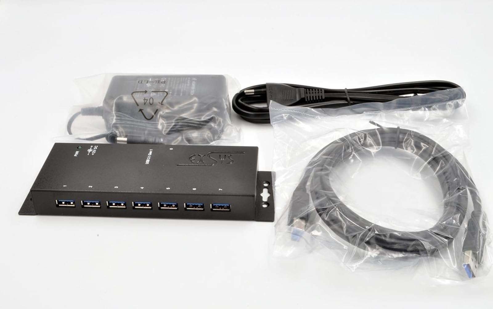 Exsys USB 3.2 HUB 7-Port extern inkl.Netz. inkl.Netzteil 12V/3A und