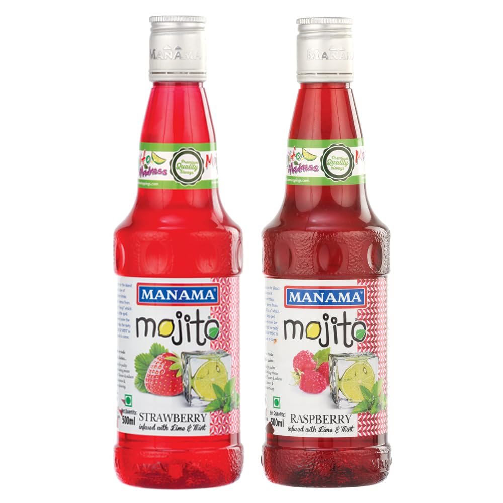 Manama Strawberry Mojito Syrup and Raspberry Mojito Syrup, 500ML Each, Mixer for Mocktails, Cocktails, Drinks, Juices, Beverages, Pack of 2-picture-15