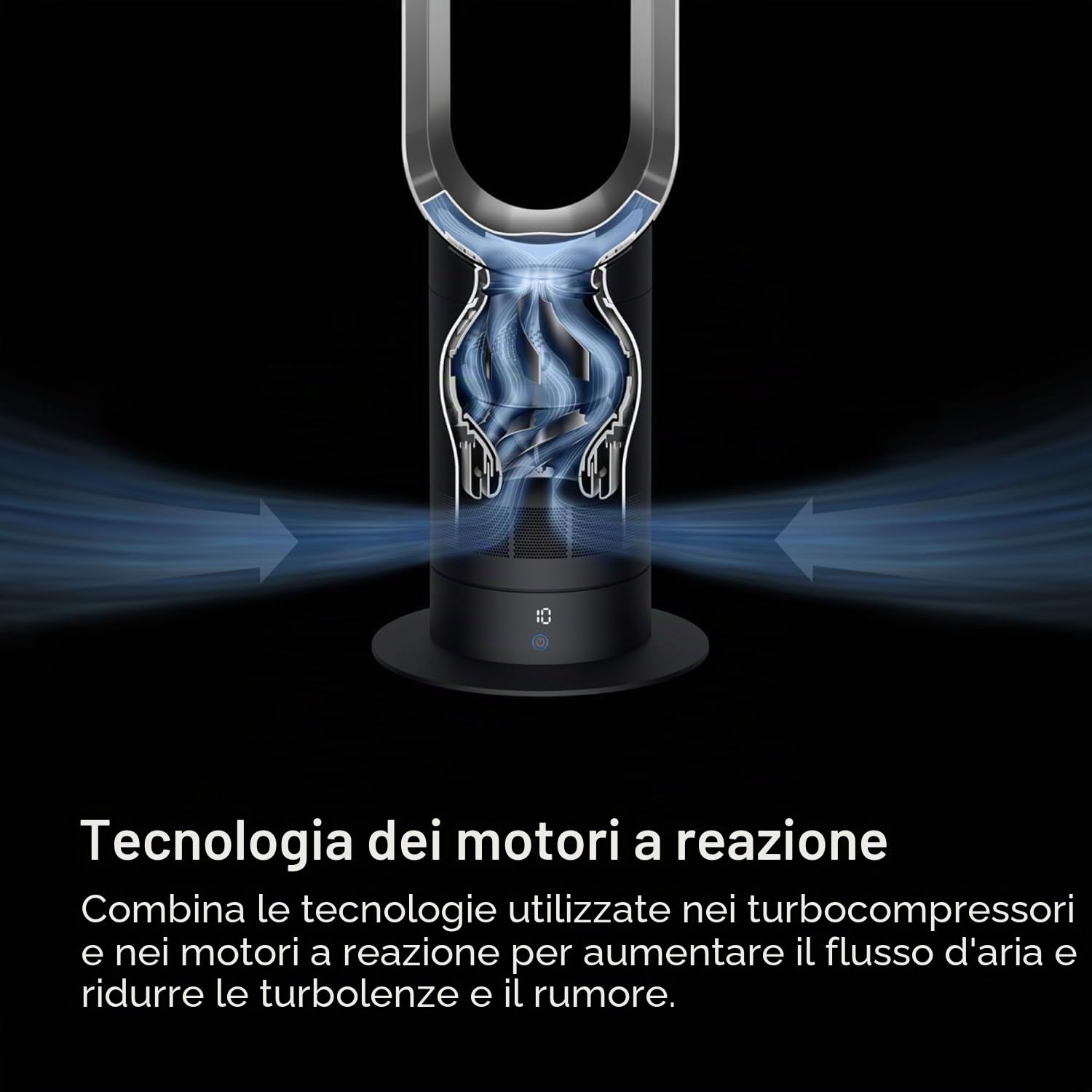 Dyson Cool AM07 - Ventilatore con telecomando, 100 cm, timer 9h, ventilatore a torre silenzioso bianco/argento, risparmio energetico, ventilatore da tavolo per camera da letto, livello di rumore 48 db