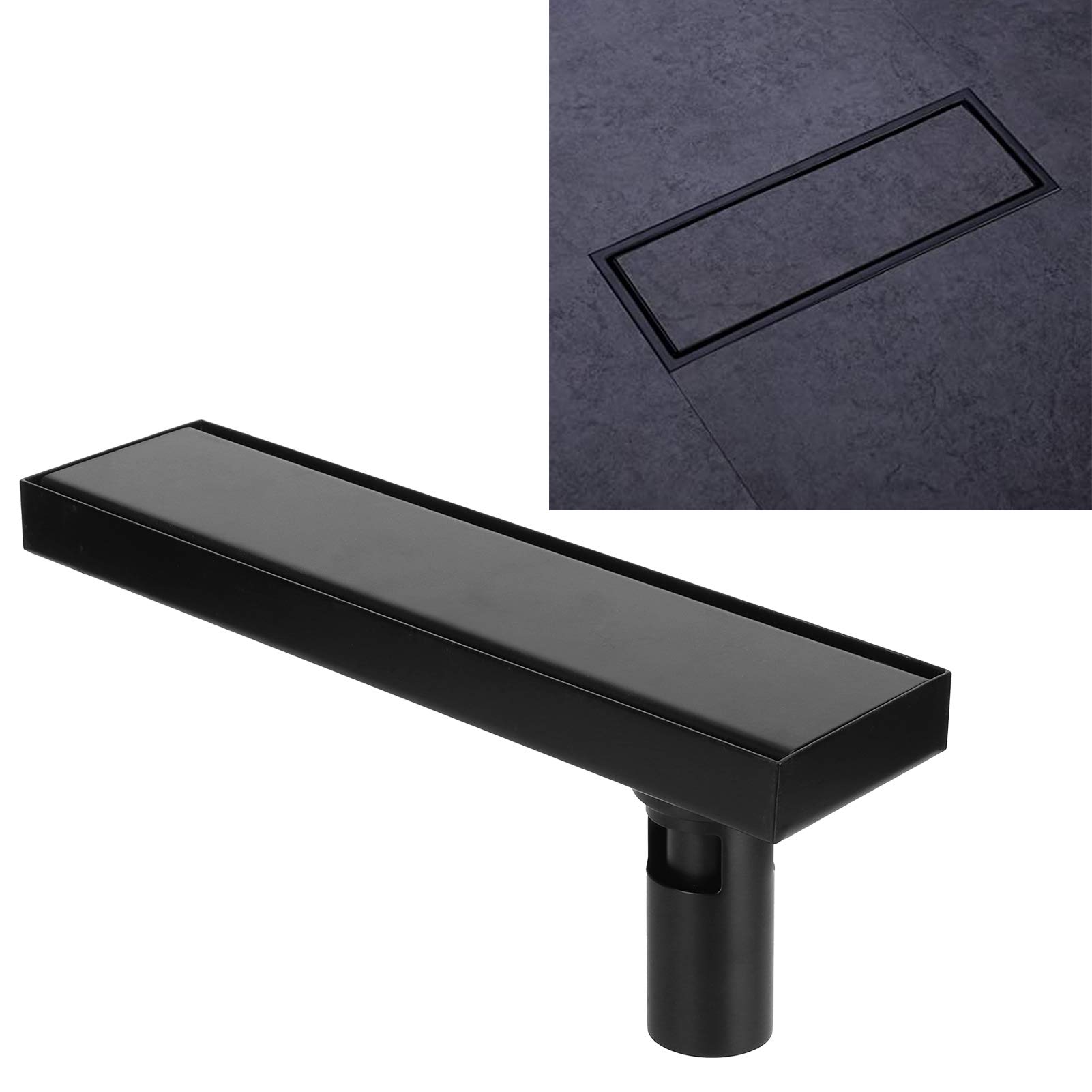 30 cm liniowy odpływ podłogi | 304 Stal nierdzewna matowa czarna prysznic | Długa - trwały drenaż łazienki/kuchni z wyjmowaną osłoną | Szybki projekt drenażu wody