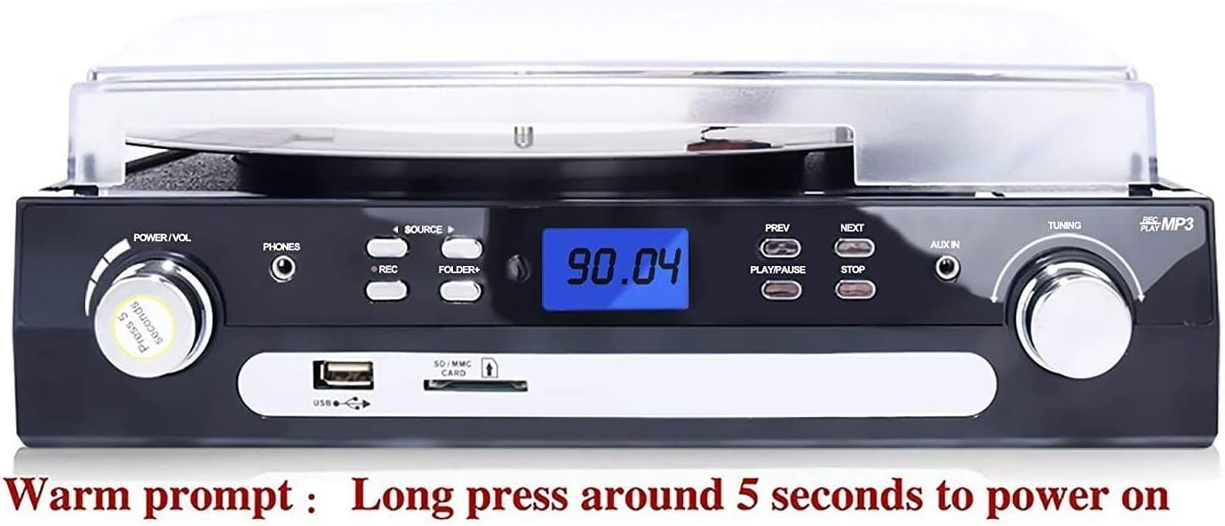 DIGITNOW Bluetooth Record Player with Stereo Speakers, Turntable for Vinyl to MP3 with Cassette Play, AM/FM Radio, Remote Control, USB/SD Encoding, 3.5mm Music Output Jack