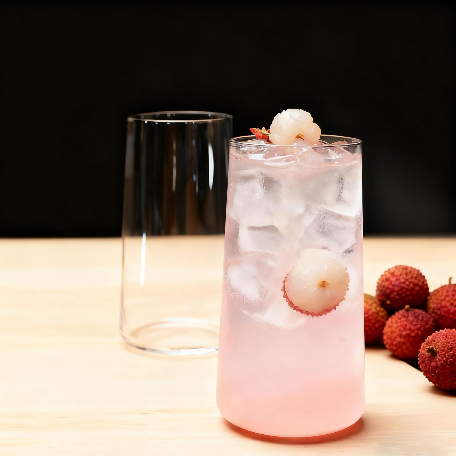 Wlasss Wassergläser, 6 Stück, große Trinkgläser, transparent, leicht, Glasgeschirr-Set für Saft, Eistee, Mojito, Küche und Bar