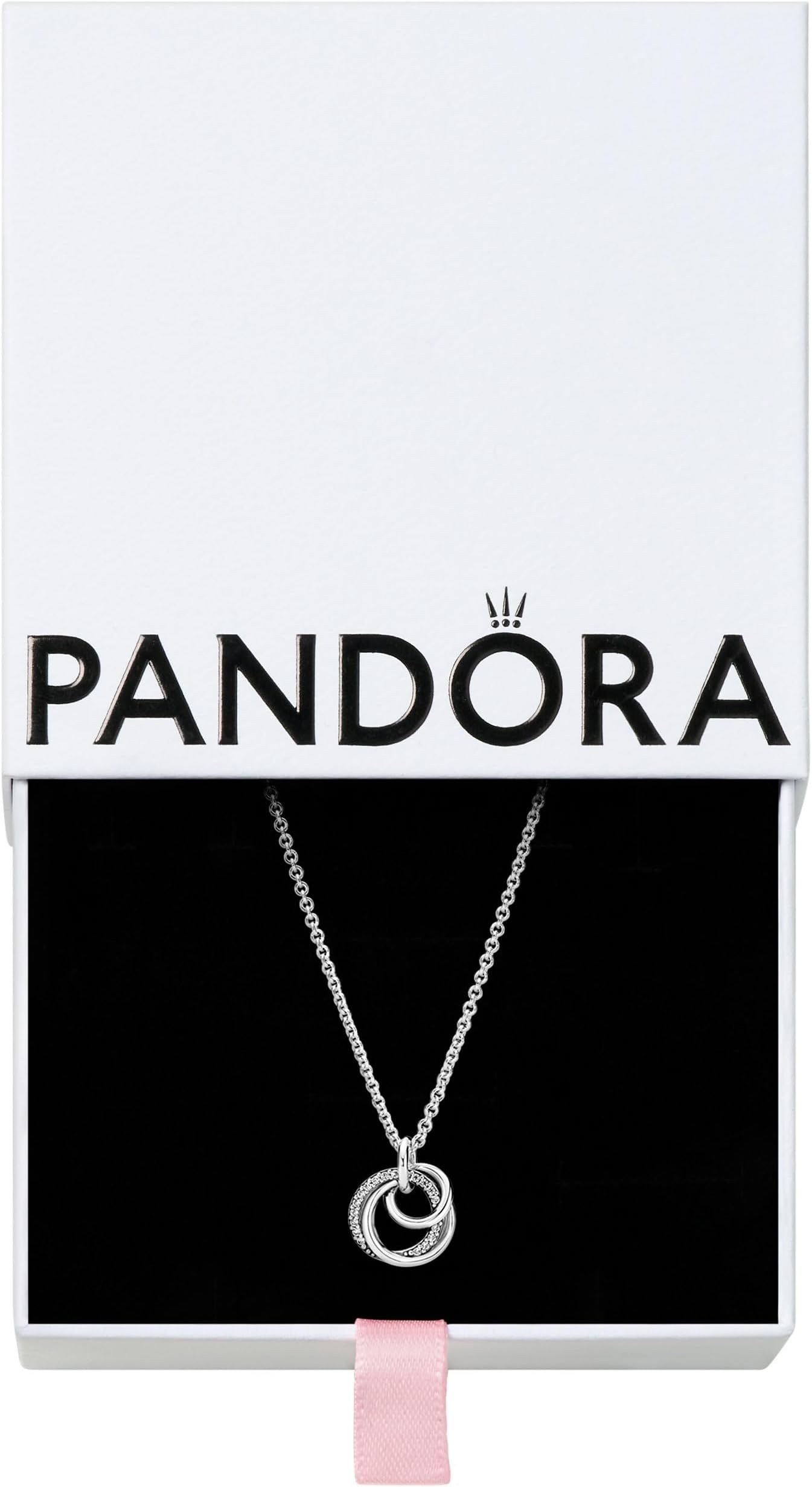 Family Always Encircled Pendant Necklace - Adjustable Necklace with Lobster Clasp - Gift for Her - Sterling Silver & Cubic Zirconia - With Gift Box - 23.6"