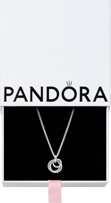PANDORA Family Always Encircled Pendant Necklace - Meaningful Family Keepsake - Jewelry for Women with Gift Box - Adjustable Cubic Zirconia Necklace - 23.6