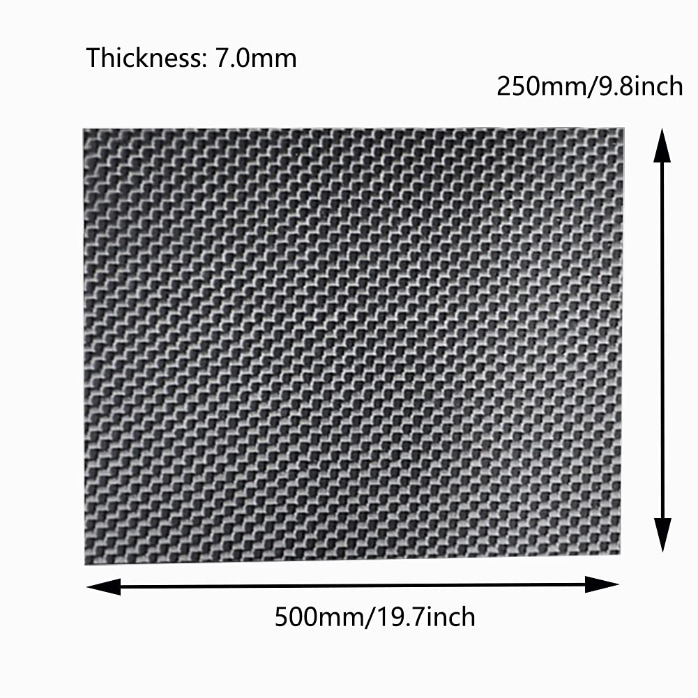 3K Kohlefaser Platte Karbon Carbonfaserplatten Laminatplatte Schwarz Hoher Härte Leinwandbindung Matt für Drohnenrahmen Dicke:7mm,250mm*500mm