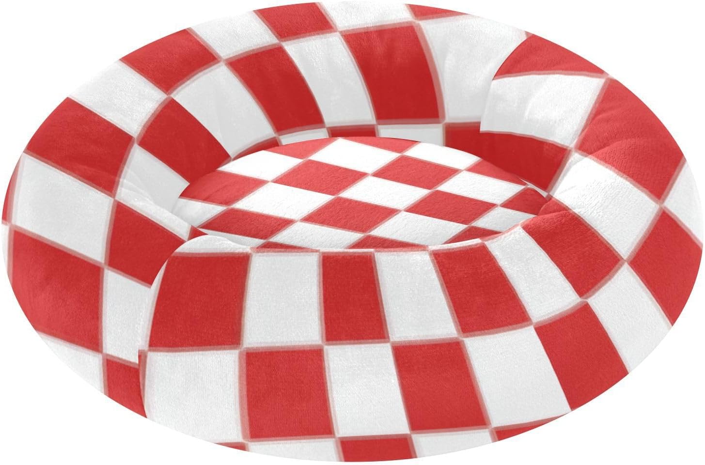 Squares White Red Pet Dog Beds Anxiety Relief Cat Pillow Bed for Extra Small Size Pets Sleeping M