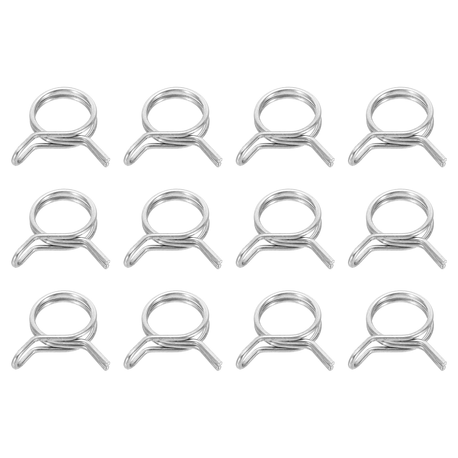 sourcing map Double Wire Fuel Line Hose Clips 19mm ID 19-21.2mm OD, 12Pcs Stainless Steel Tubing Spring Clips Clamps Assortment for Air Hose Tube Water Pipe Motorcycle Scooter ATV, Silver