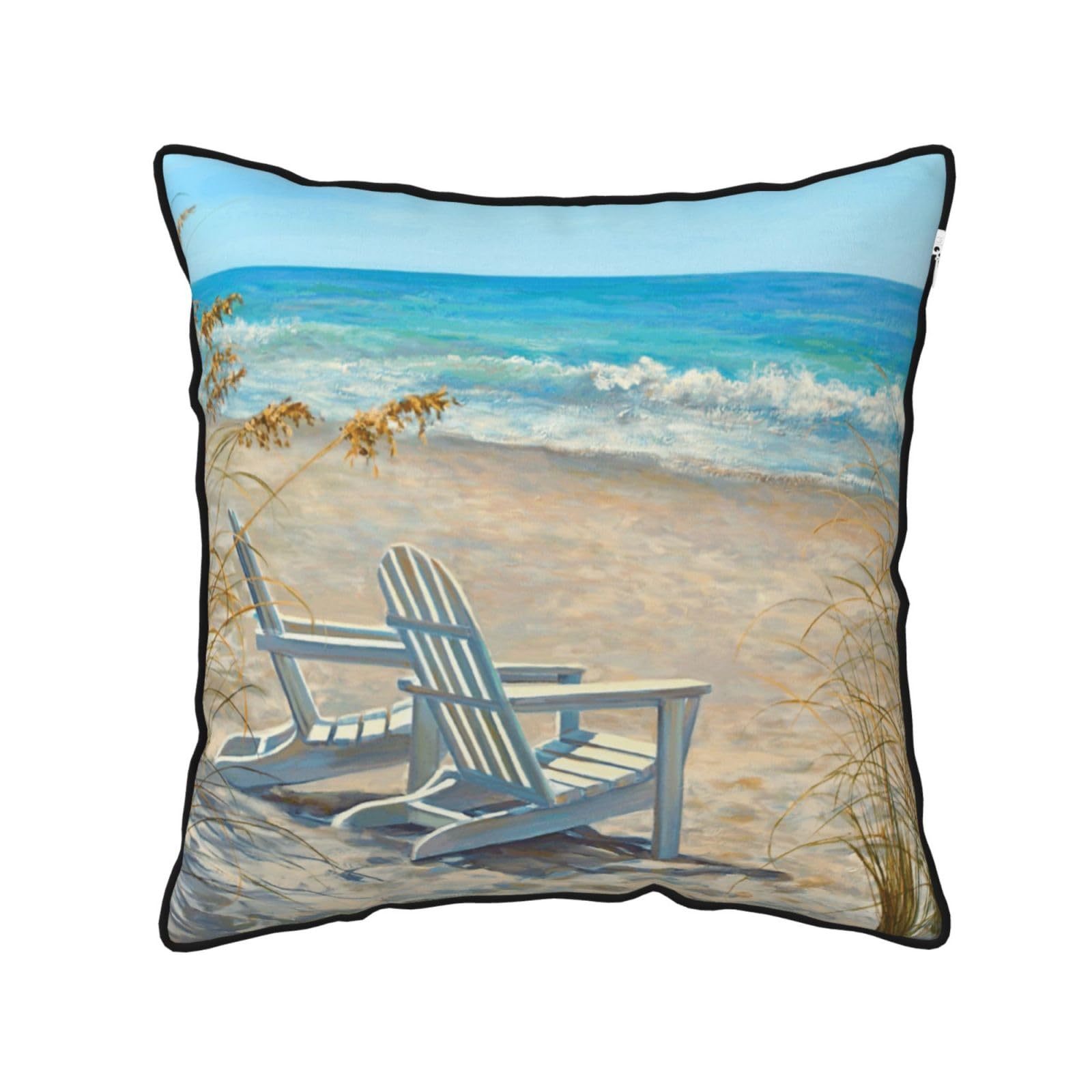 FZGGWYHL beach scene with chairs printed Velvet Throw Pillow Cover Pillowcase