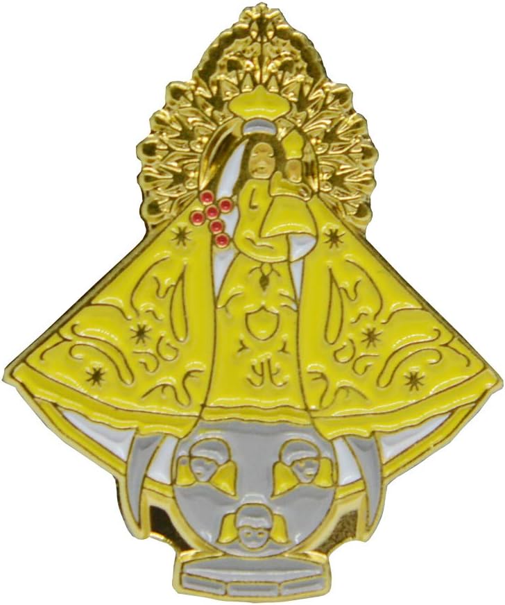 Catholic Town Our Lady of Charity "Virgen de la Caridad del Cobre" Lapel Pin, Small Gold Tone with Color (VCP-G)