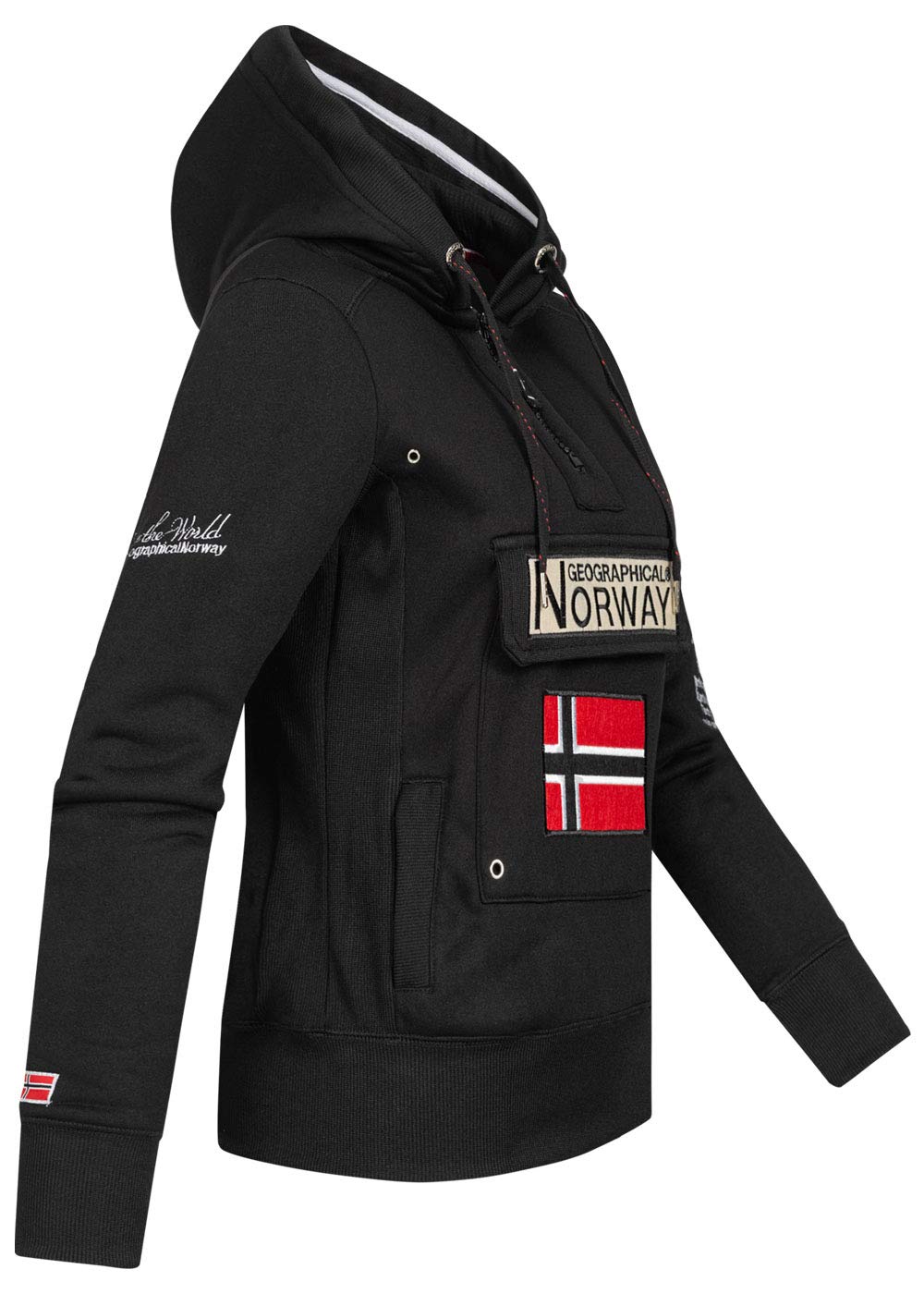 Geographical Norway Gymclass Lady - Felpa Donna Zip Hoodie Tasche - Pile Donna Maglione Manica Lunga Giacca Cappuccio - Abito Ideale Primavera Estate Autunno Inverno Stagione
