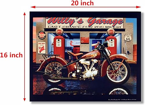 Miniatura 2 de Póster de Harley Davidson Willy's Garage Vintage Motorcycle Route 66 para pared (16 x 20 pulgadas)