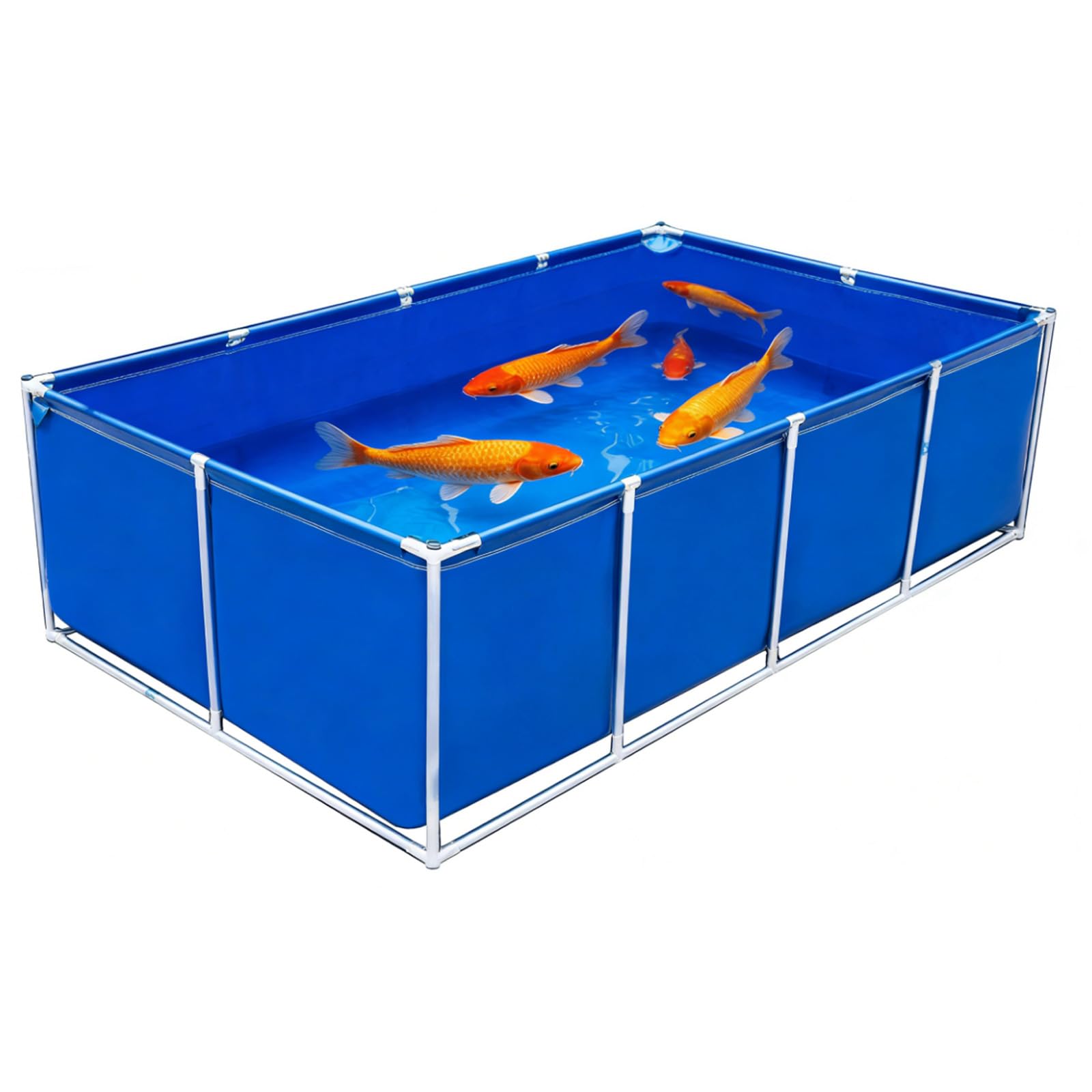 Hggdsac Fish Holding Tank Outdoor Large Above Ground Ponds, Canvas Fish Pond with Stand, Easy to Set Up, With Drain Valve, for Saltwater Fish, Koi, Turtles & Swimming Fish, blue1*1 * 0.7M