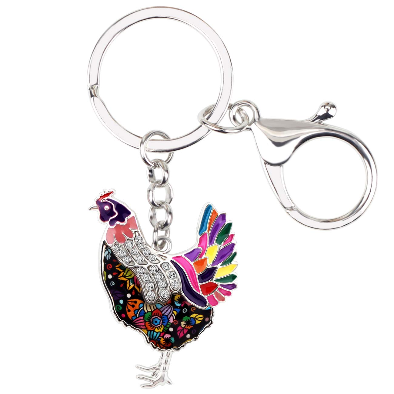 Weveni Women's Violet Cute Chicken Keychain Chickens Gifts For Hen Key Chain Keyring Bag Car Accessories Charms (Violet)