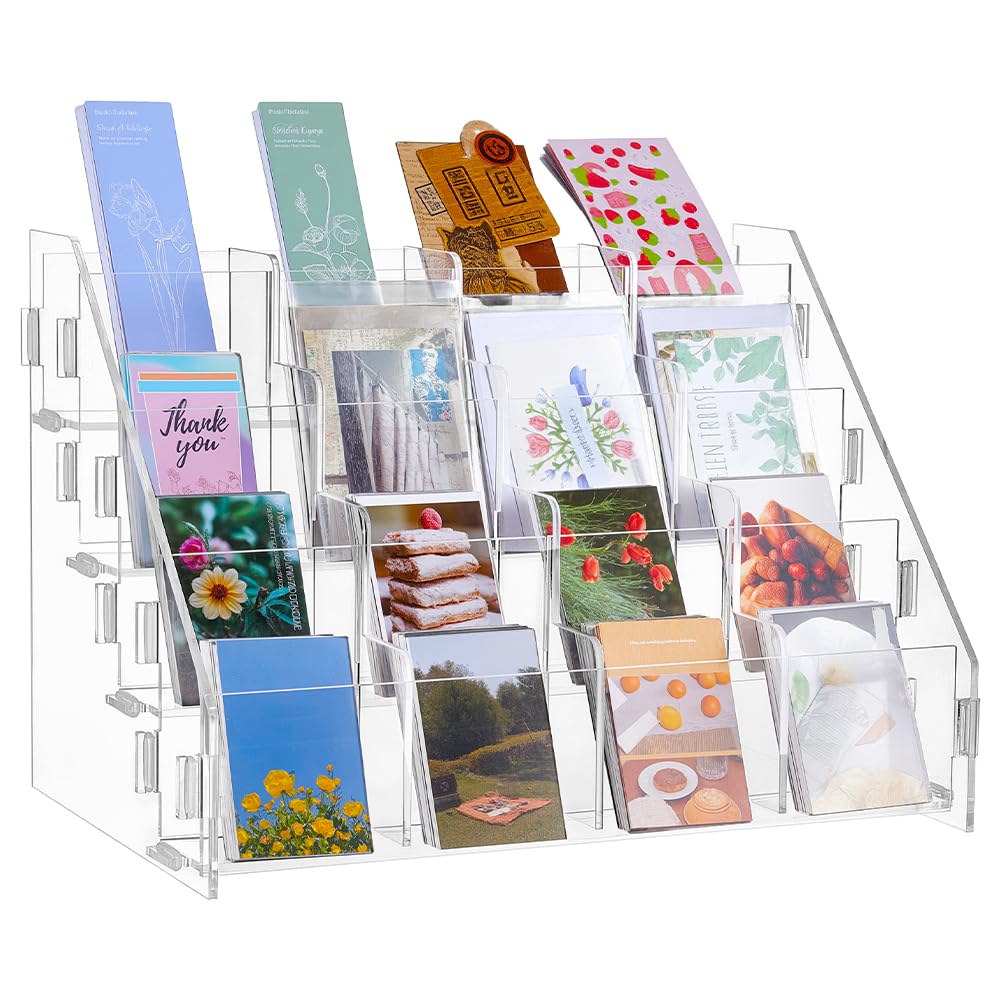 Photo 1 of ***MISSING PARTS***
GLASSWINDS Acrylic Sticker Display Stand for Vendors, 4 Tier 16 Pockets Sticker Holder Display for 3.5'' Large Stickers, Card Displays Stand for Trading Cards, PSA Graded Cards, Baseball Card