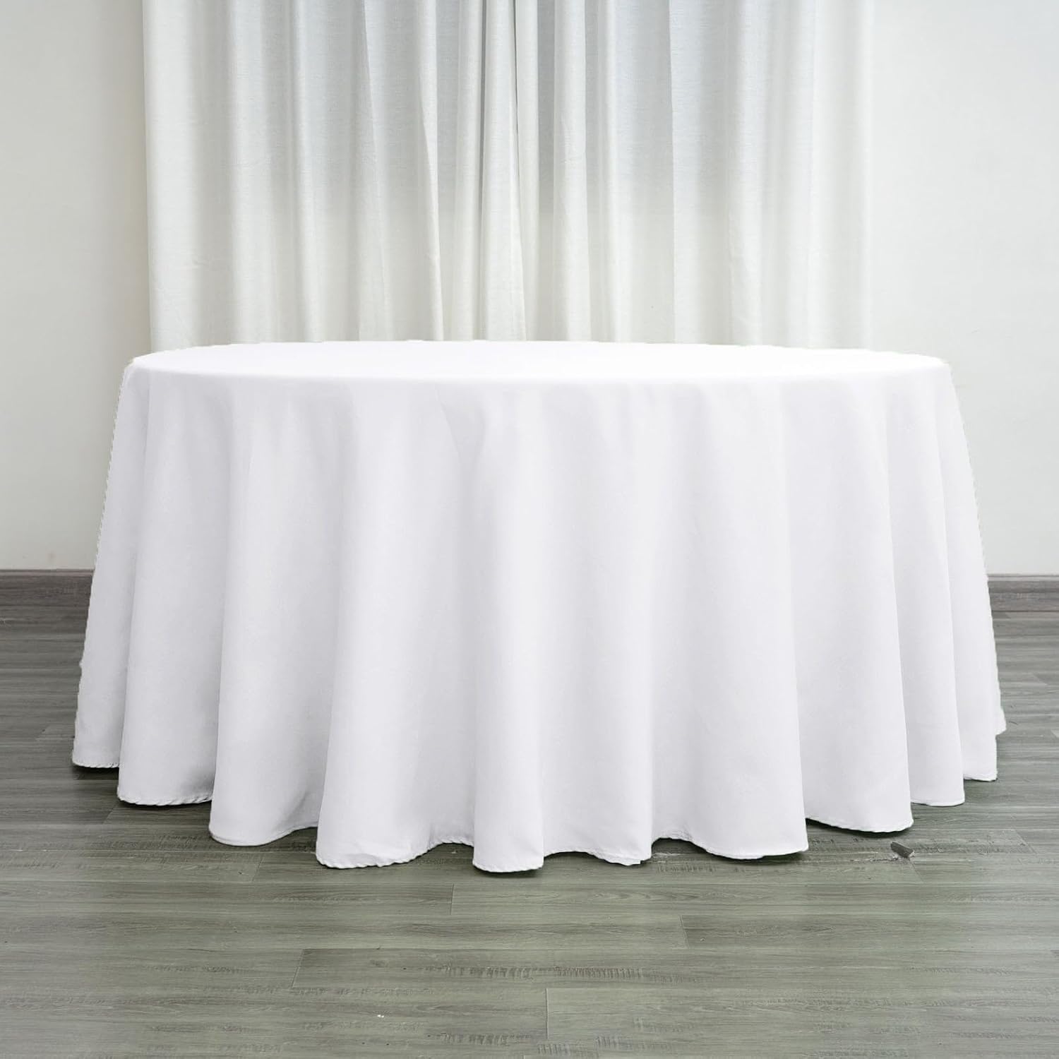 Efavormart 120" Wholesale Round Tablecloth Polyester Round Table Linens for Wedding Party Banquet Restaurant - White
