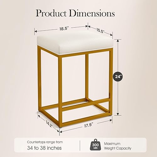 Miniatura 2 de Sophia  William Juego de 3 taburetes de bar de altura de mostrador de 24 pulgadas para encimera de cocina taburetes de bar modernos tapizados de