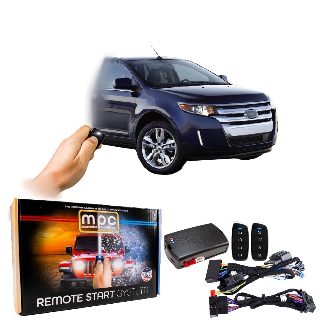 MPC Complete 4-Button Remote Start Kit Compatible with 2007-2010 Ford Edge - T-Harness - Includes (2) 4-Button Extended Range Remotes - Up to 3,000 ft - Firmware Preloaded - USA Tech Support