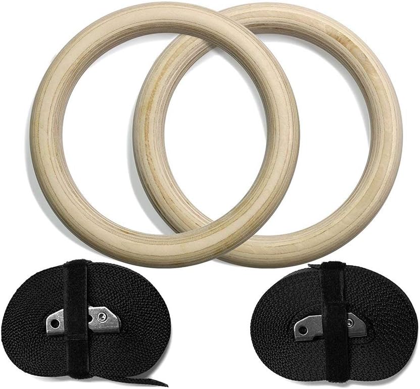 HI SUYI Wooden Gymnastic Rings with Adjustable Straps Heavy Duty Exercise Gym Rings for Cross-Training Workout,Strength Training,Fitness- Maximum Load: 270KG : Sports & Outdoors