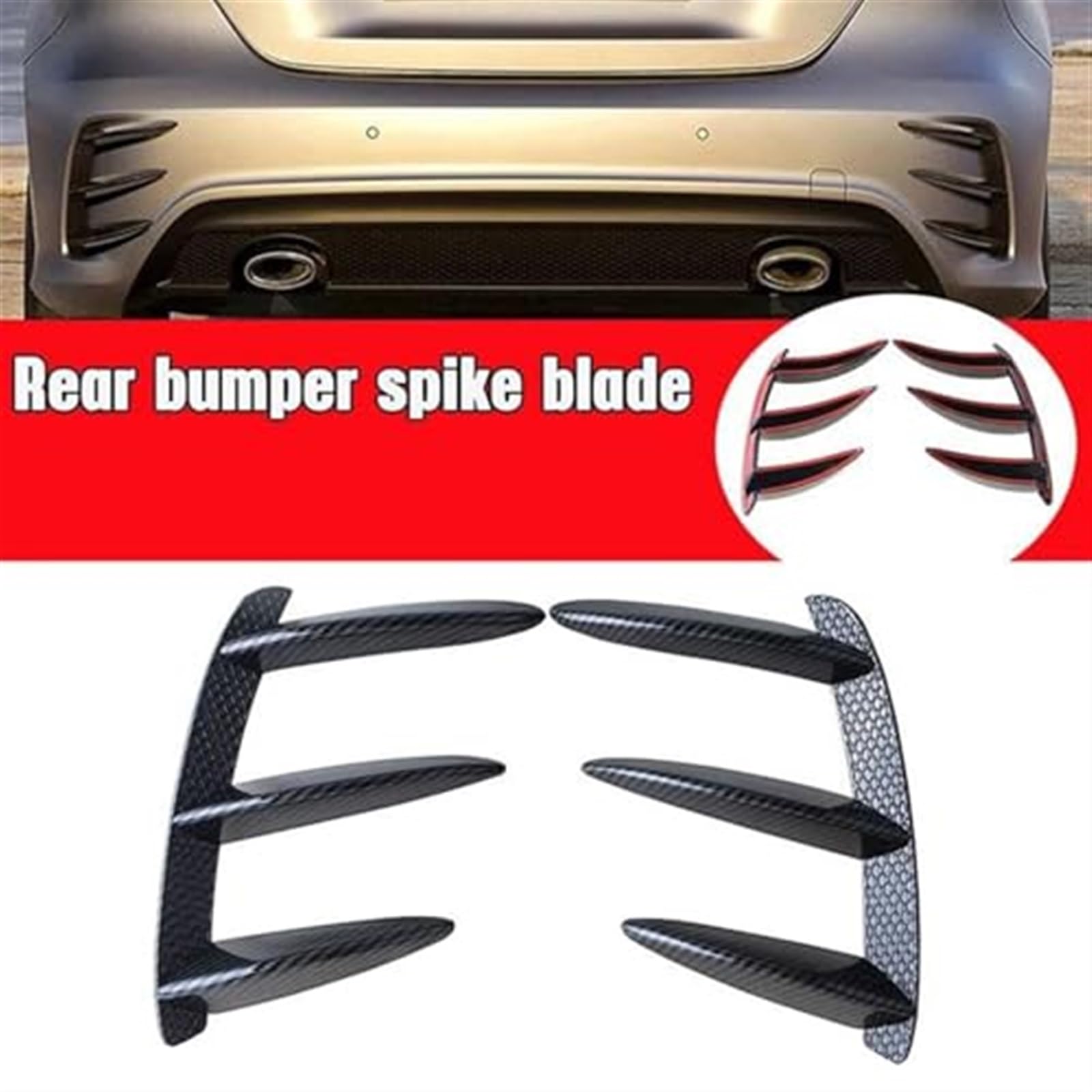 Spoiler samochodowy, do Mercedesa-Benz, Klasa A W176 A200 A260 A250 A45 AMG 2 szt. Spojler tylnego zderzaka Boczny wylot powietrza Skrzydło Canard Fin Ogon Fin Tylny spojler pojazdu(Carbon Loo
