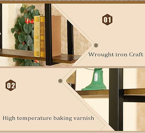 Miniatura 4 de Shelves Whftd Ceiling Wine Rack Plant Display Stand - Industrial Retro Solid Wood Hanging Shelf, 2 Layer Industrial Pipe Shelves, Display Flower