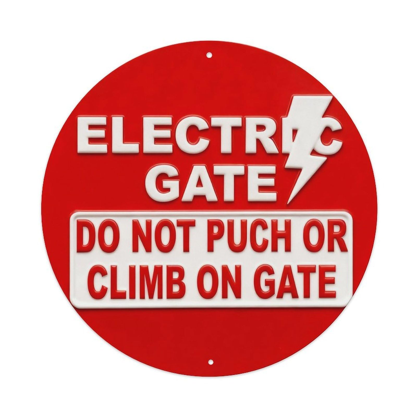 Automatic Gate Warning Sign Red Round Metal Tin Sign Vintage Wall Decor, Bar Garage Cafe Kitchen Home Wall Art Poster 8x8inches
