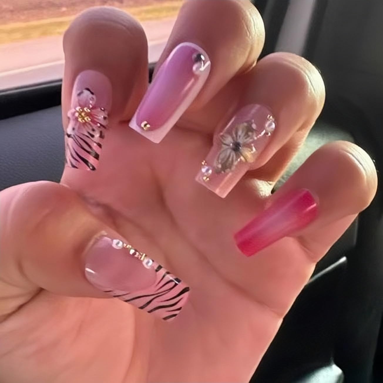 Pink Press on Nails French Tip - Handmade Acrylic Nail Design