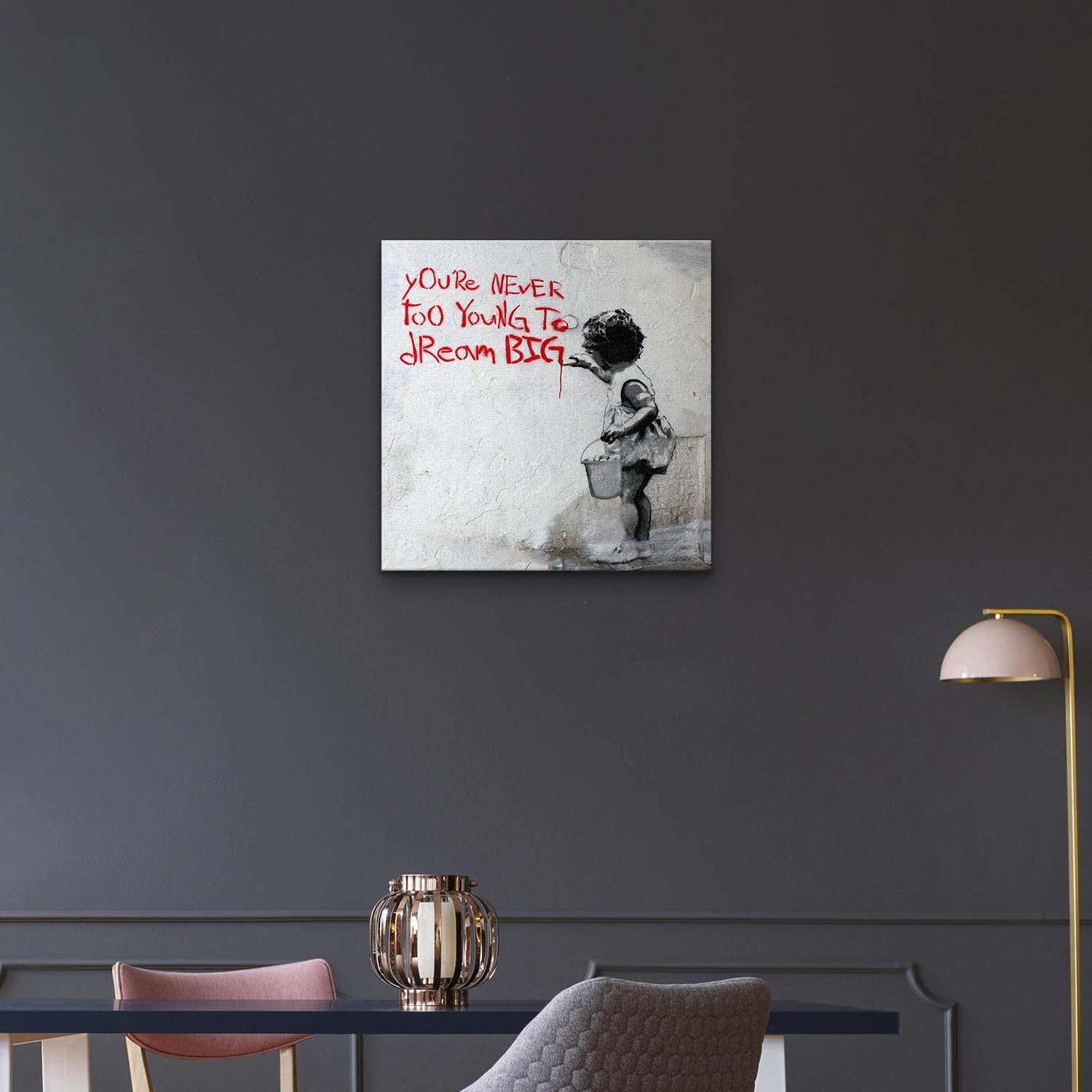 Giallobus - Gemälde - Banksy - - Standardleinwand - 50x50-16 - Nie zu jung - Bereit zum Aufhängen - Moderne Gemälde