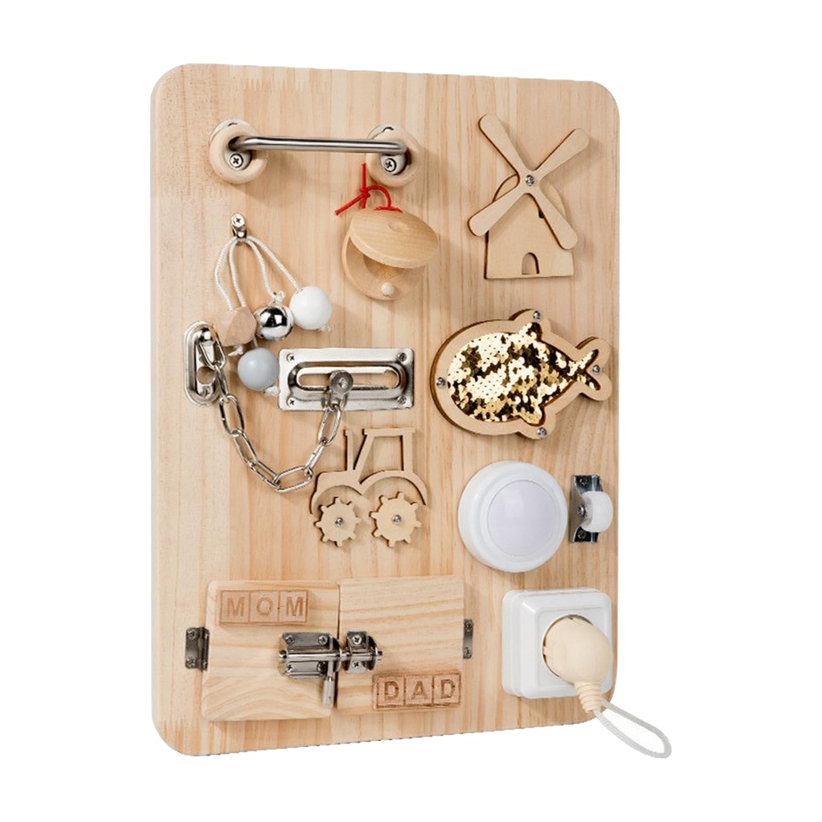 Amagogo Busy Board Child-Centered in Legno con Cavtto Senza Schermo Tavola delle attività Doppia Faccia in Legno Levigato per Apprendimento a Casa