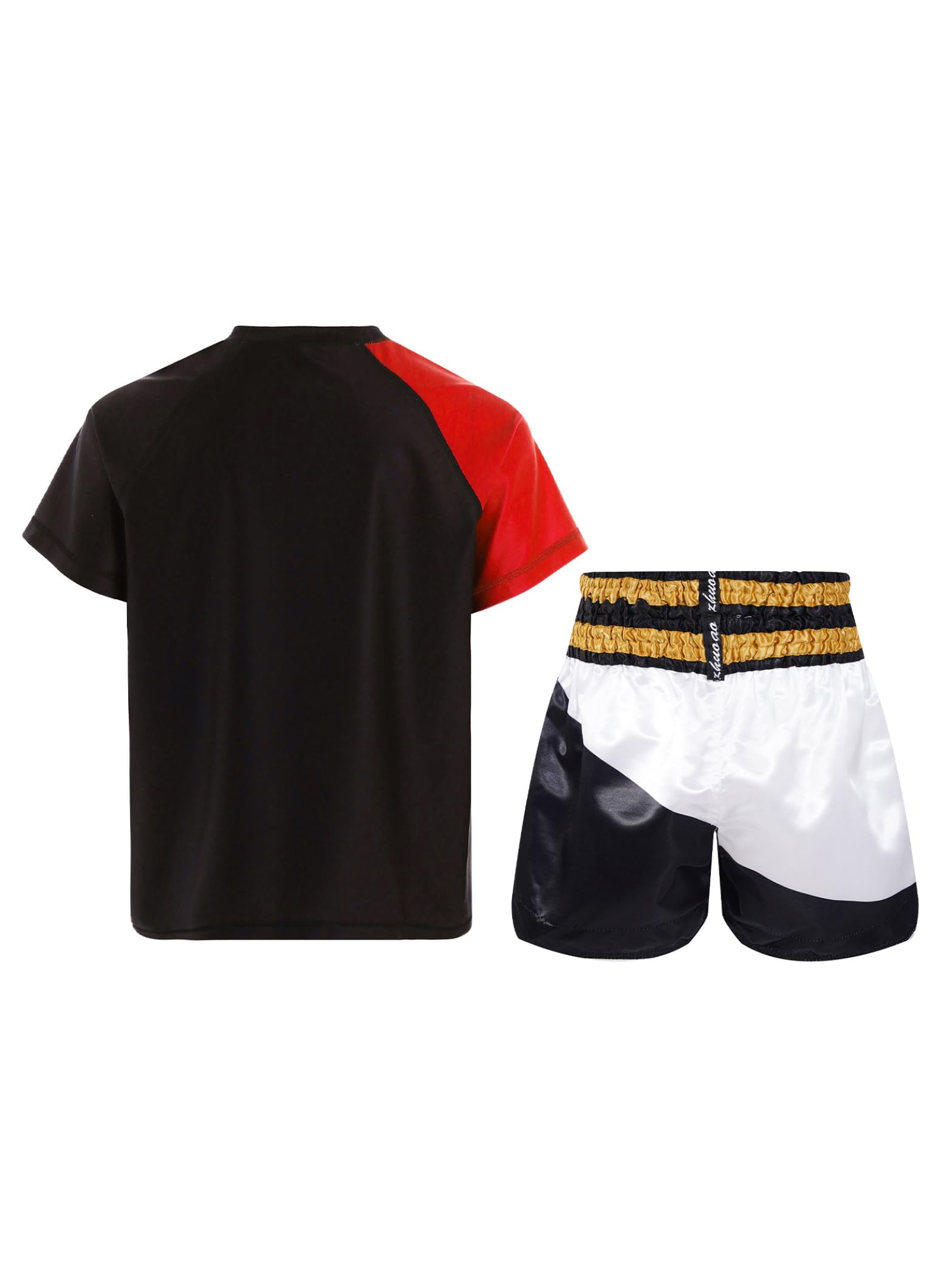 Ensemble de Boxe Muay Thai Enfant Garçon Hauts de Boxeur Short de Sport Entraînement Survêtements 5-16 Ans