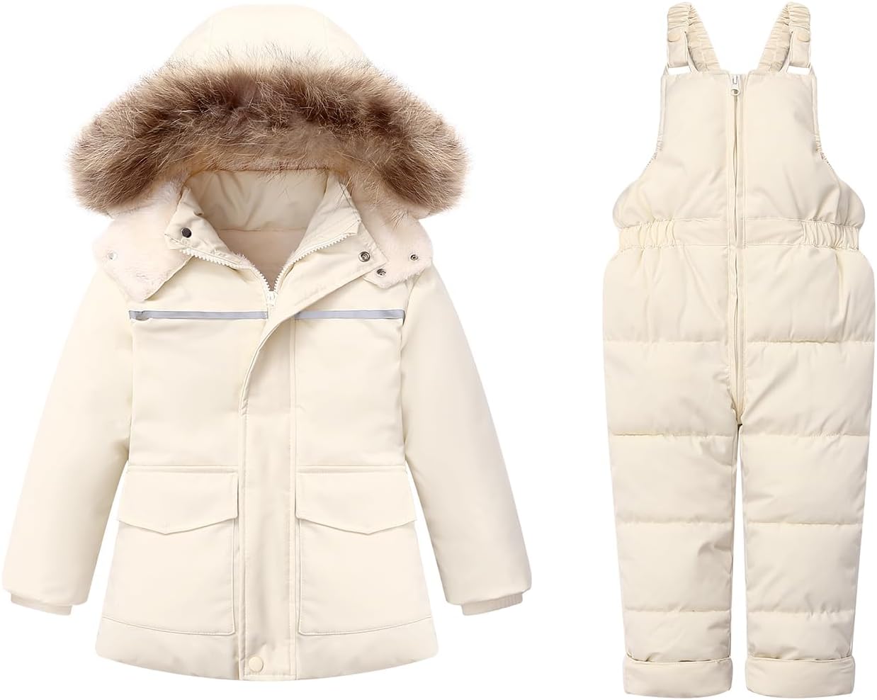 Toddler Boy Winter Hooded Snowsuit Coat Baby Girl Ski Snow Suit Pants Jacket Bib