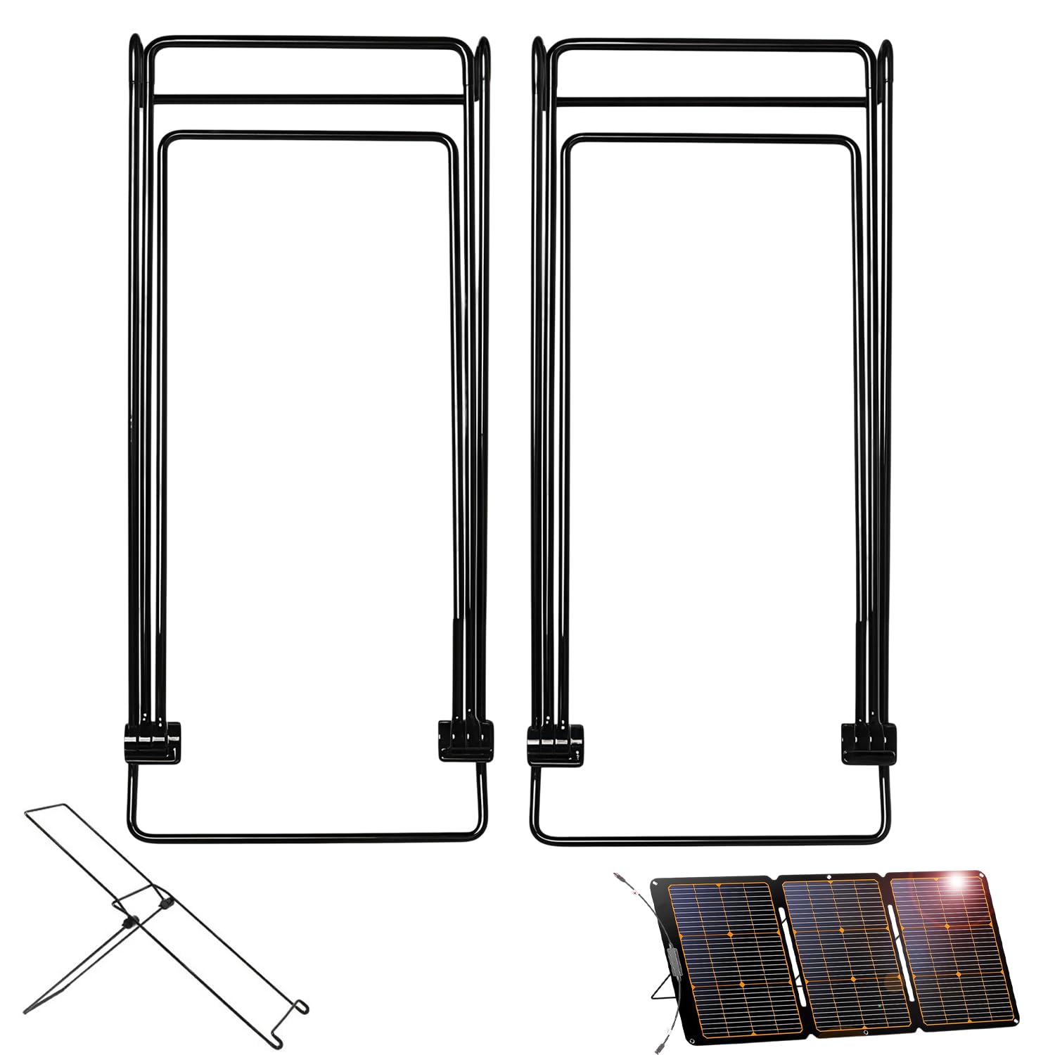 Lot de 2 Supports Panneau Solaire, Réglables et Pliables en Acier Inoxydable, Pas D'installation Fixe, Stable et Léger, Supports Universels en Acier Carbone pour Différents Panneaux Solaires