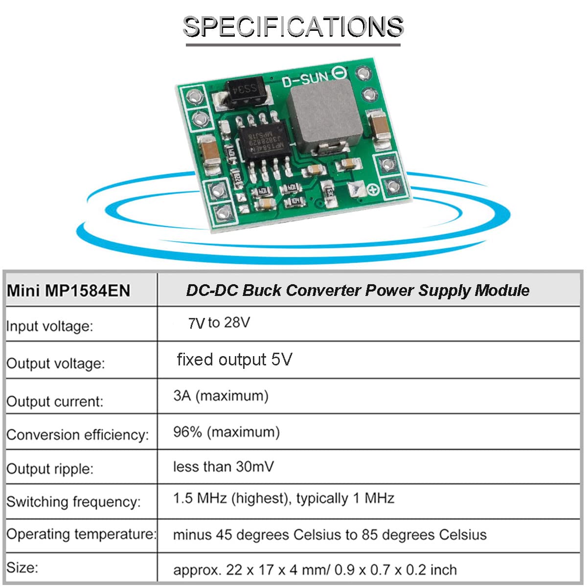 Youmile 5x MP1584EN DC-DC Buck Converter 5V 3A – Mini-Modul Mit USB-Kabel, Für DIY-Projekte