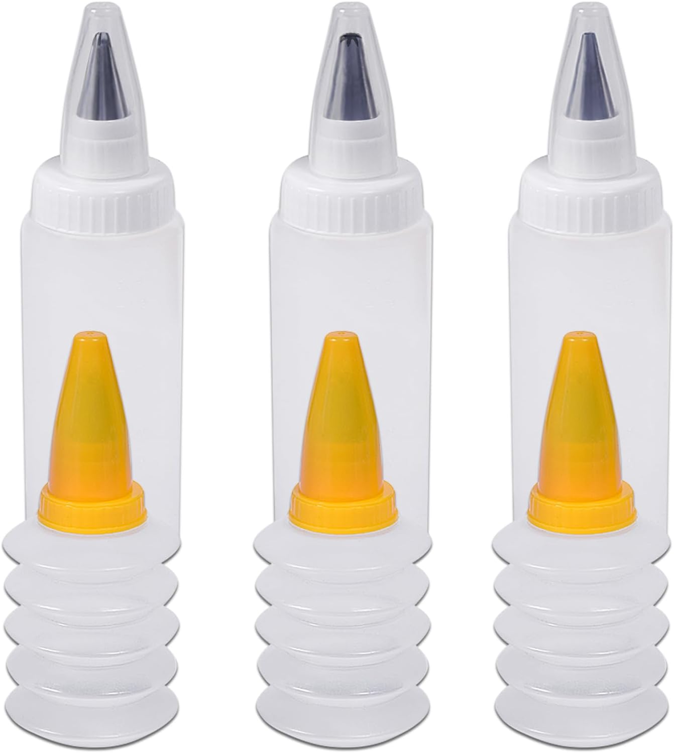 6PC Icing Piping Kit, Plastic Icing Bottles Easy to Clean, Reusable Frosting Bottles for Cookies, Cakes