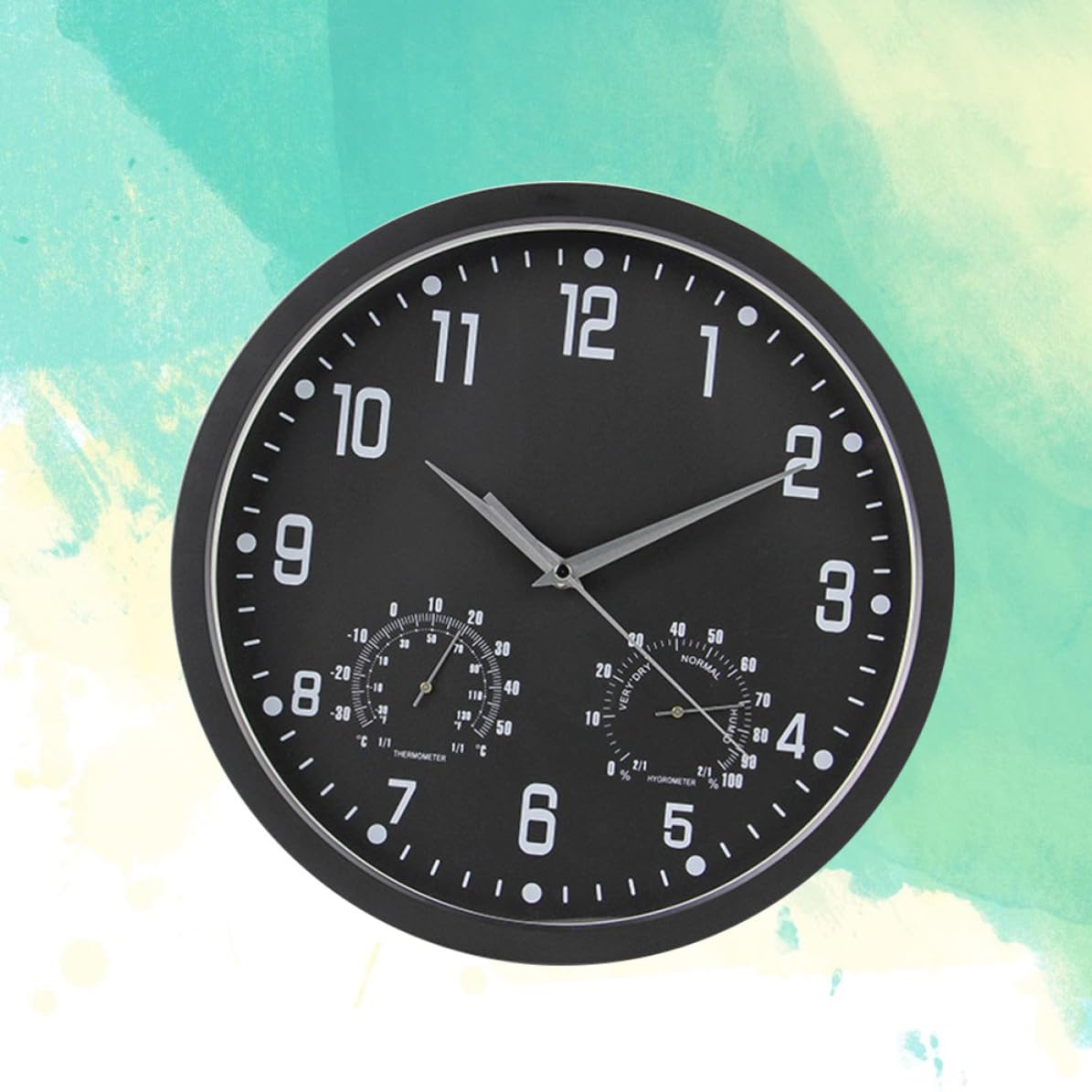 DECHOUS Reloj de Pared Moderno Termómetro y Higrómetro Diseño Retro Elegante Números Grandes y Movimiento de Cuarzo Silencioso para Salón Dormitorio y Oficina Marco Negro y Agujas
