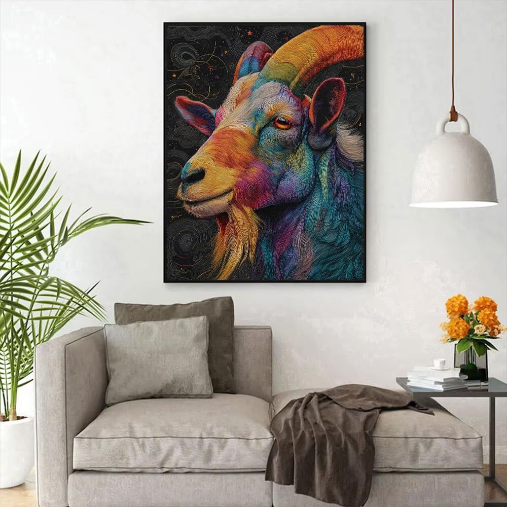 Malarstwo diamentowe, dla dorosłych, obrazy ze znakiem zodiaku, owiec, zestaw do samodzielnego wykonania, mozaika dla początkujących, dzieci, zestaw do majsterkowania, relaks, dekoracja ścienna, 80 x