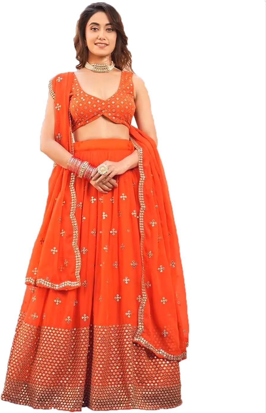 indian ready to wear lehenga choli for women flared party night with stitched blouse 8332-U