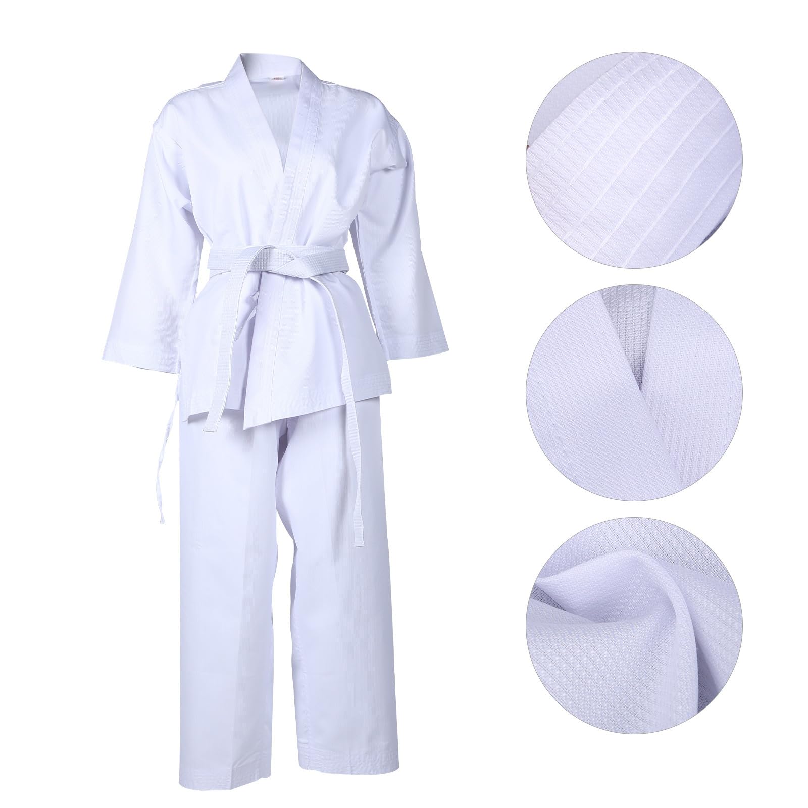 Ciieeo Tenue de Taekwondo Adulte 160 CM en Tissu Respirant, Pantalon de Taekwondo Léger et Uniforme d'Entraînement de Karaté pour Usage Quotidien, Équipement de Karaté Confortable et