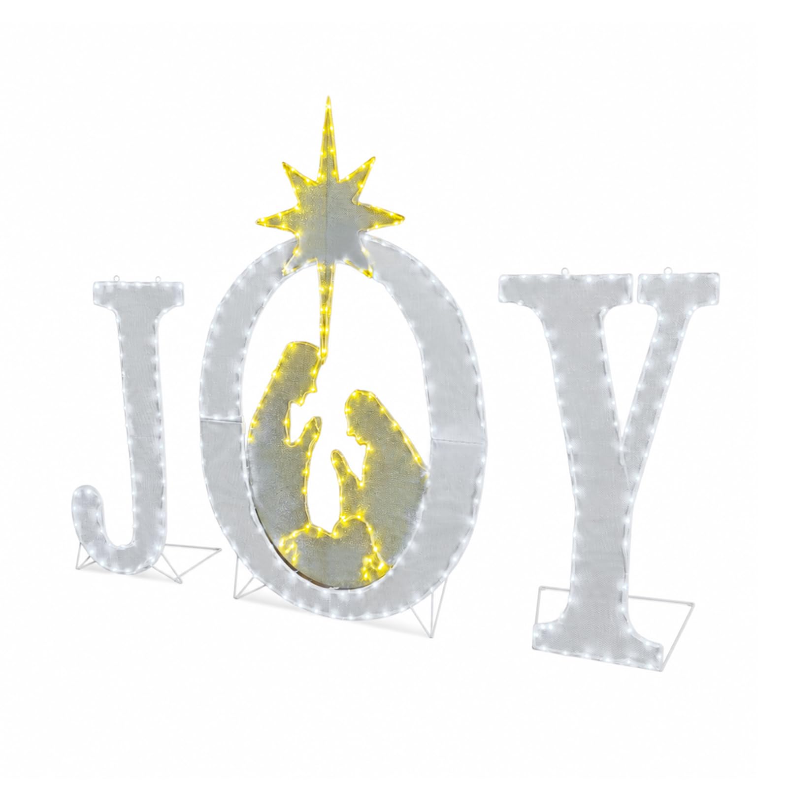 Decoración navideña grande de 49 pulgadas, letrero iluminado para exteriores, belén, Navidad, patio, decoración de vacaciones, resistente a la intemperie, 350 luces LED, para colgar o colocar en el