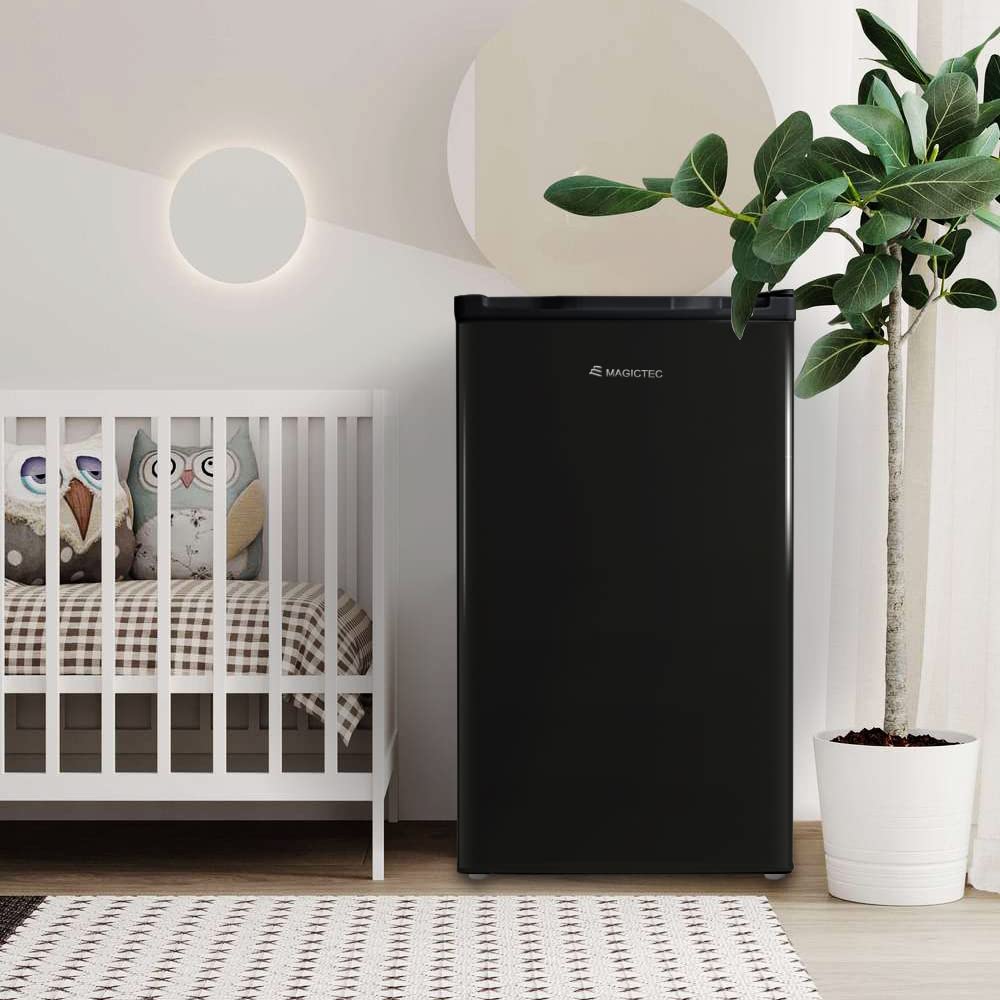 Frigo Sotto Piano 85L, Mini Frigo, Piccolo Frigorifero, Posa Libera, Raffreddamento Diretto, Porta Reversibile, Sbrinamento, Regolazione della Temperatura Regolabile, Illuminazione a LED (Black