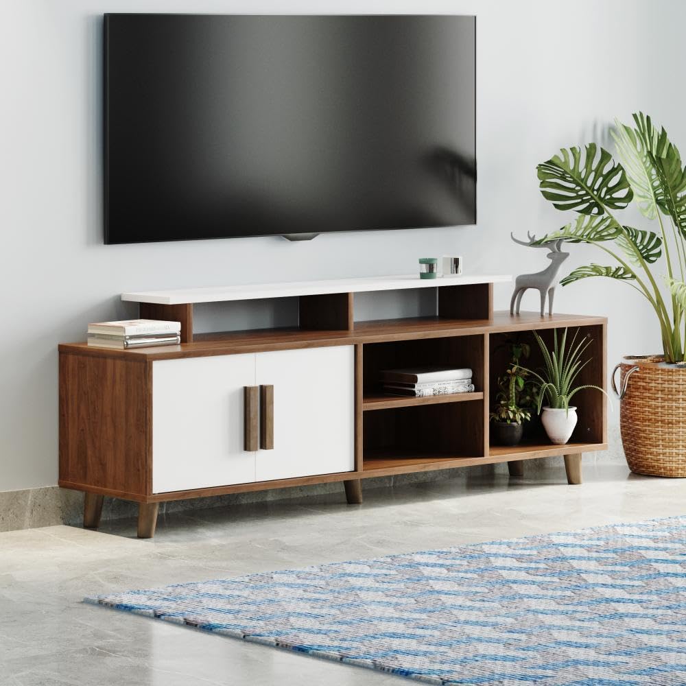 Wakefit TV Unit | 1 Year Warranty | TV Stand Table for Living Room, Cabinet Engineered Wood Cabinet with 3 Shelves (Eris, Wenge & Frosty White)-image-9