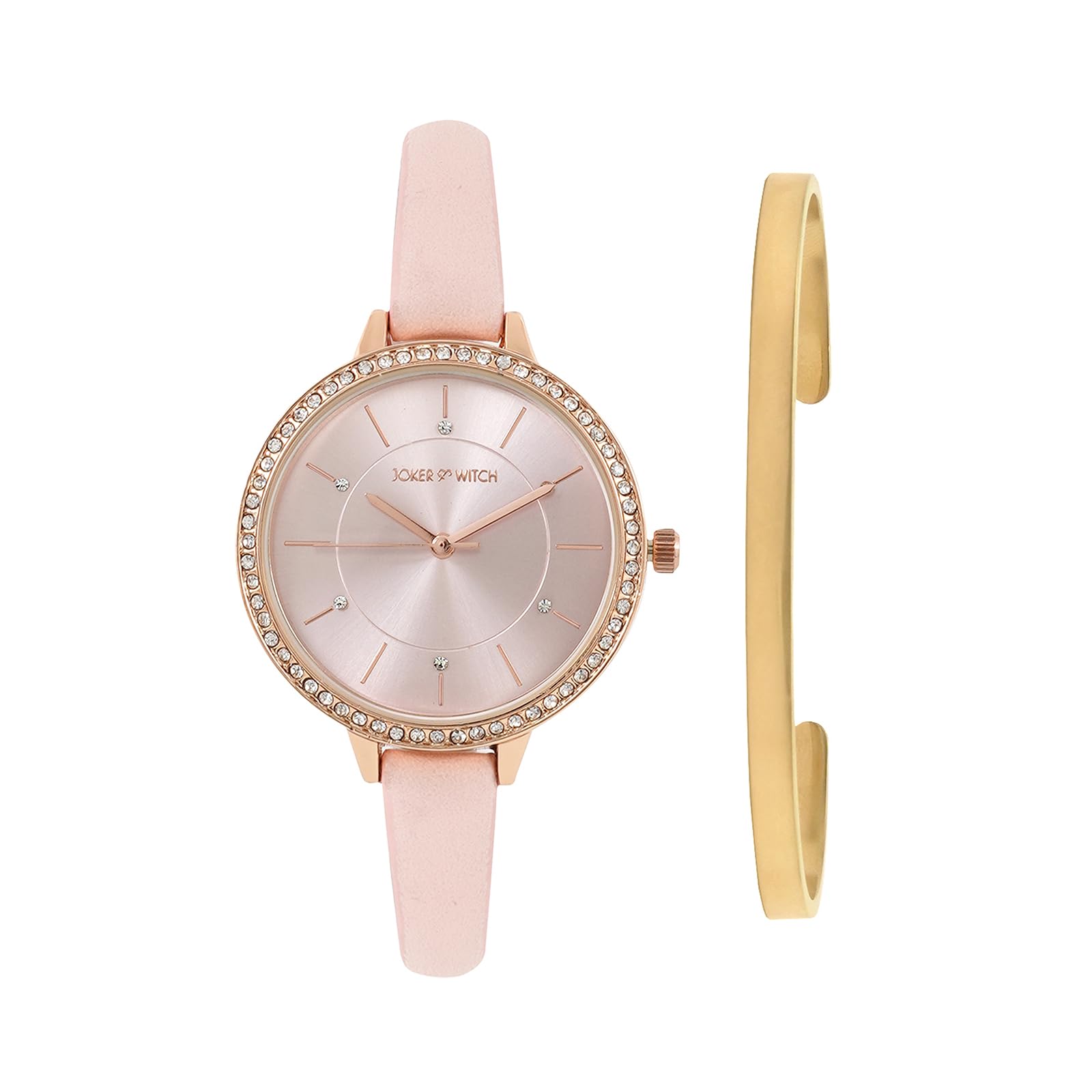 Joker & Witch Leather Women Lorena Analog Watch Bracelet Stack Combo, Pink Dial, Pink Band (B0C7L95HN4) Amazon Price History, Amazon Price Tracker