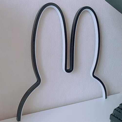 Miniatura 2 de Letreros de neón para decoración de pared, silueta de conejo, luces de neón para dormitorio, letreros LED de conejo para pared de dormitorio,