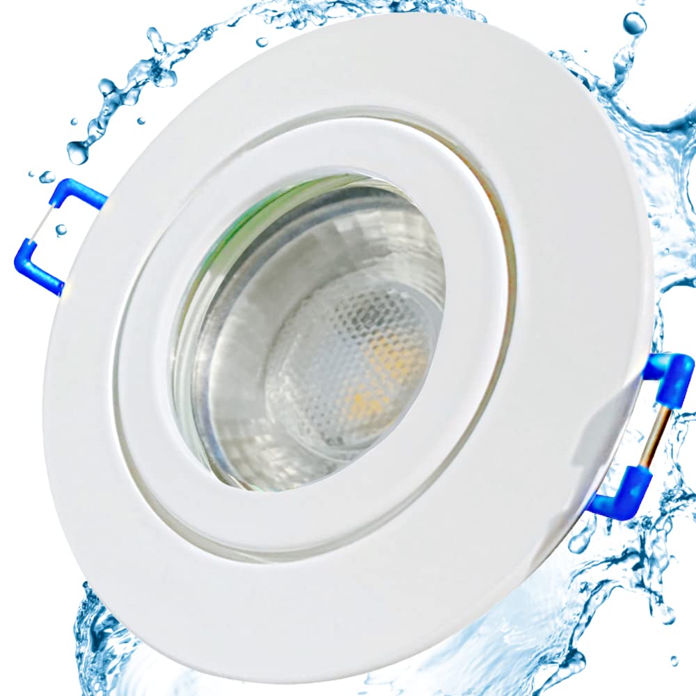LED Bad Einbaustrahler 12V inkl. 5 x 5W LED LM Farbe Weiß IP44 LED Einbauleuchten Neptun Rund 3000K Deckenspots