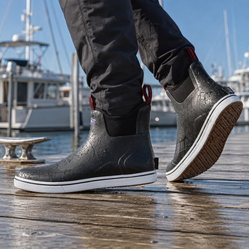 Image of SUREWAY Men's Ankle Fishing Deck Boots for Men-Waterproof,Professional Non-Slip Soles for Wet Slippery Surface,Neoprene Rubber Rain Boot /Shoes for Hunting Boating Gardening